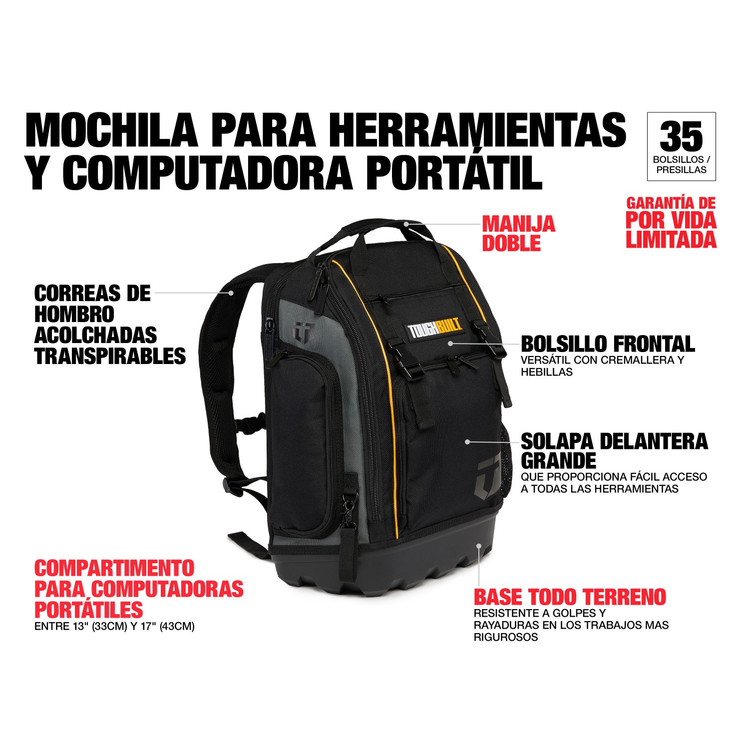 MOCHILA PORTAHERRAMIENTAS TRABAJO PESADO TOUGHBUILT TB 66C Outfit